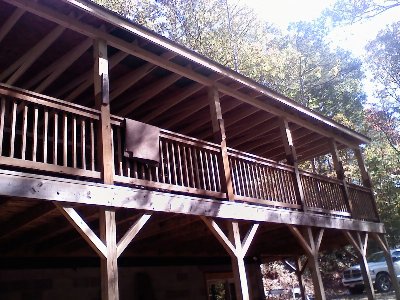 Timber framing under a new elevated porch and deck — Roof Leak Repair in Leetsdale by Roofing Brothers